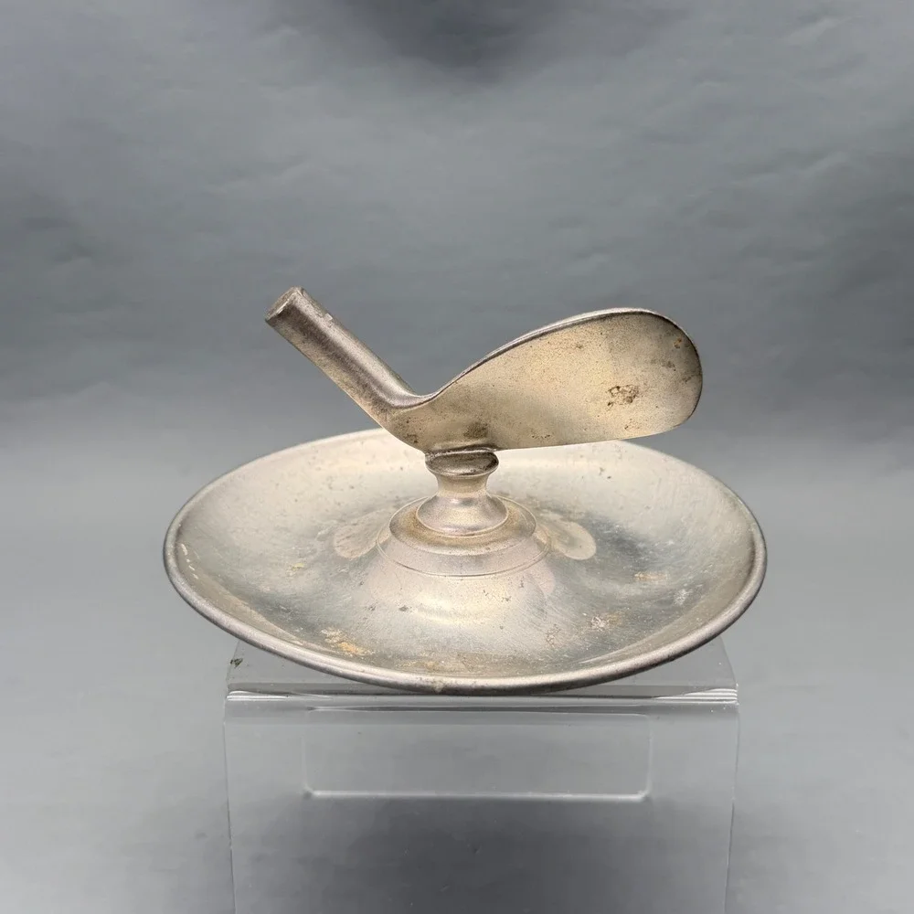 Vintage Woodbury Pewterers Pewter Golf Club Ring Trinket Ashtray